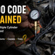 P0300 code explained: random or multiple cylinder misfire detected, covering meaning, symptoms, causes, and fixes, with a compression gauge on the engine