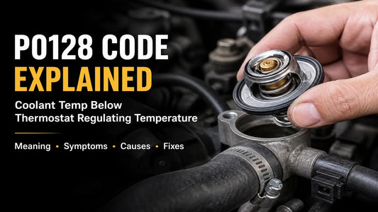 P0128 code explained: coolant temp below thermostat regulating temperature, covering meaning, symptoms, causes, and fixes, with a thermostat being installed