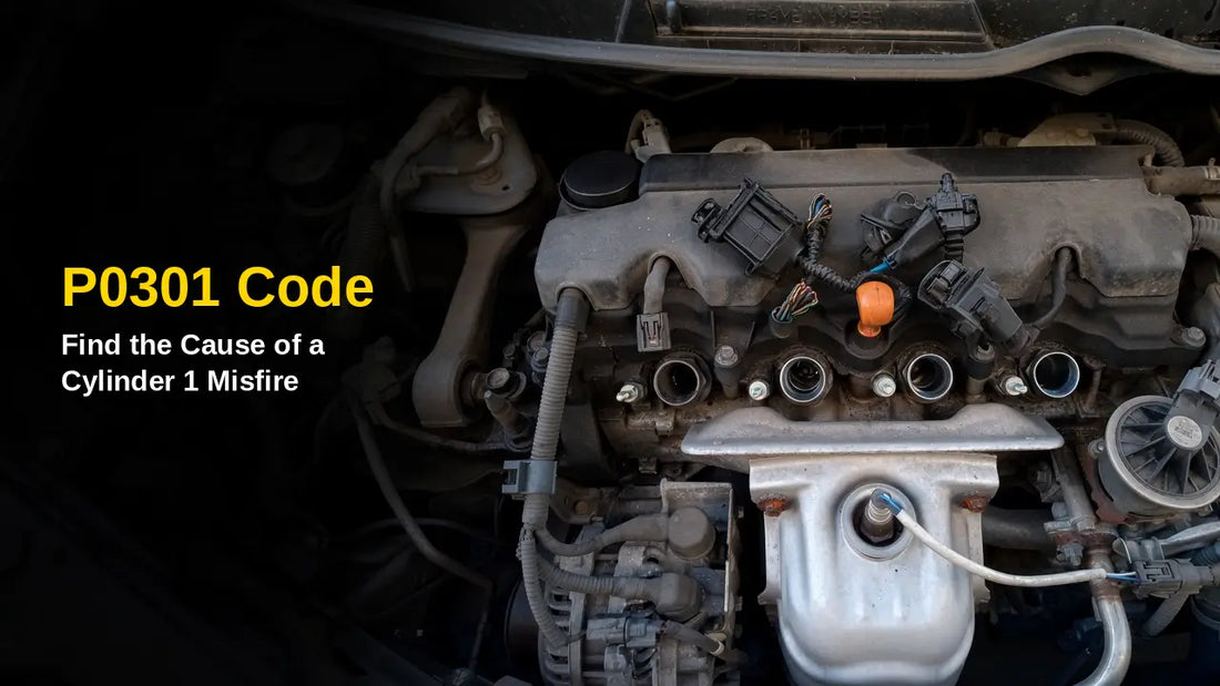 P0301 cylinder 1 misfire: engine valve cover with ignition coil wells and one coil installed