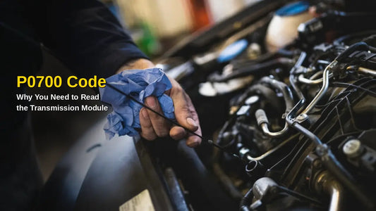 P0700 transmission module code: hand checking the dipstick in the engine bay