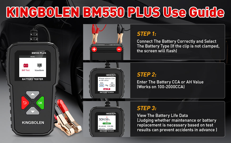 KINGBOLEN BM550 Plus Car Battery Tester Product description