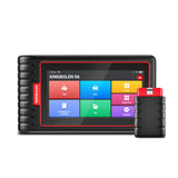 KINGBOLEN S6 tablet showing OBD, Scan, and Maintenance menus, with a black and red VCI dongle