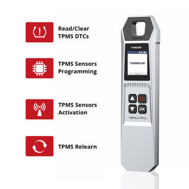 THINKCAR VENU-i Pro with icons for read/clear TPMS DTCs, sensor programming, activation, and relearn