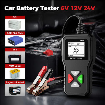 KINGBOLEN BM550 car battery tester for 6V 12V 24V batteries