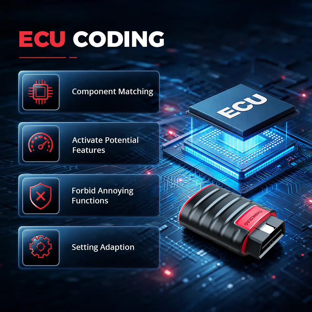 THINKCAR ThinkDiag bluetooth OBD2 dongle ECU coding function demonstration