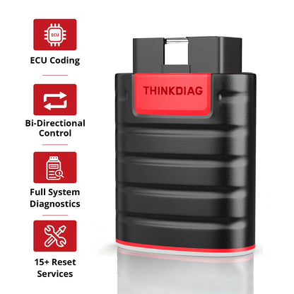 THINKCAR ThinkDiag bluetooth OBD2 dongle with ECU coding, bi‑directional control, full‑system diagnostics and 15 reset service functions